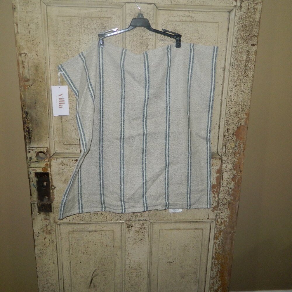 Pottery Barn/Villa Striped Natural/Blue Carmencita Pillow Cover
